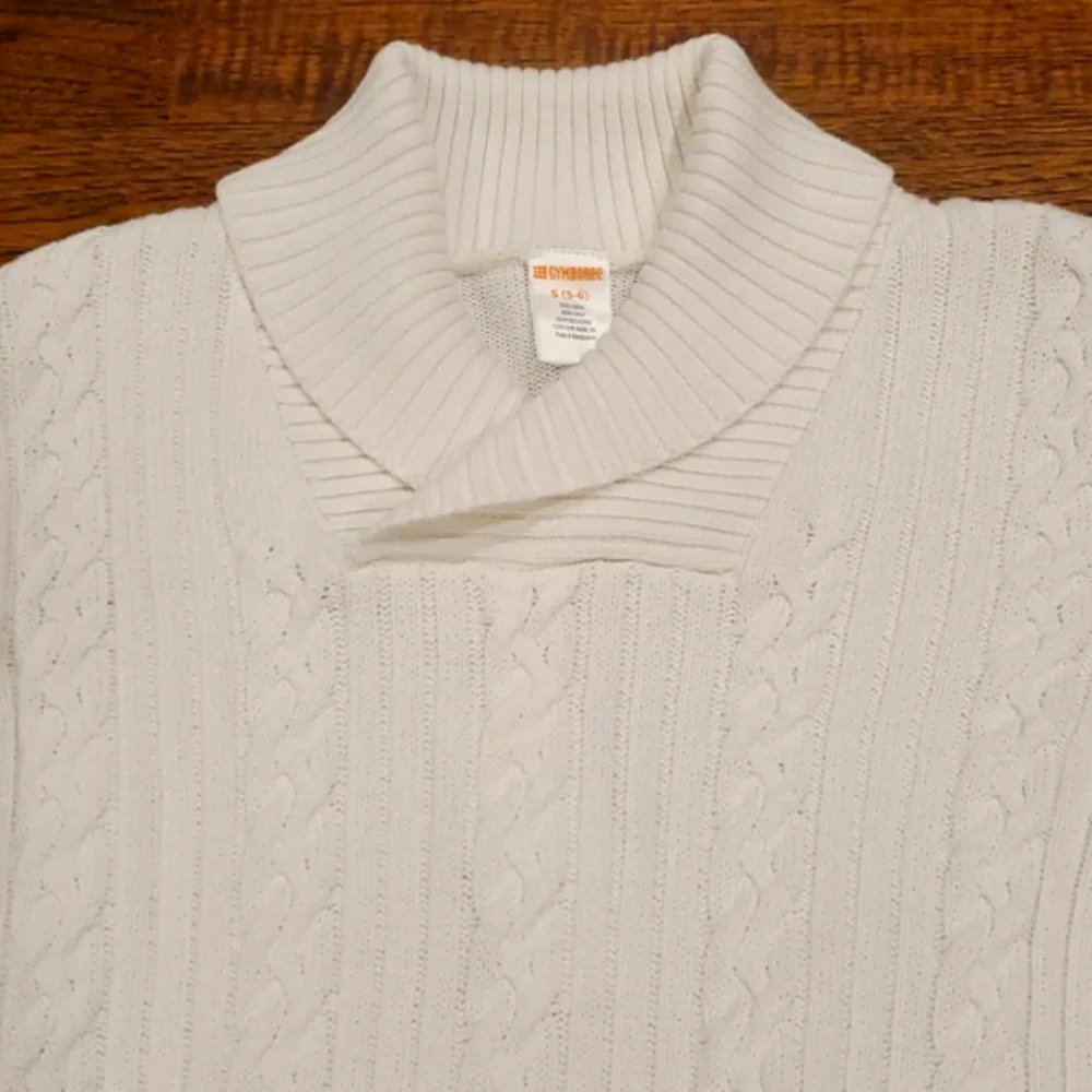 Girls Gymboree white cable knit collared sweater size S(5/6)